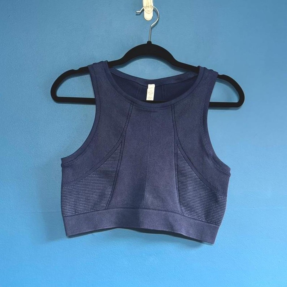 Aerie Offline Blue Sports Bra Women's Size XL High Neck Workout Gym Navy Pilates